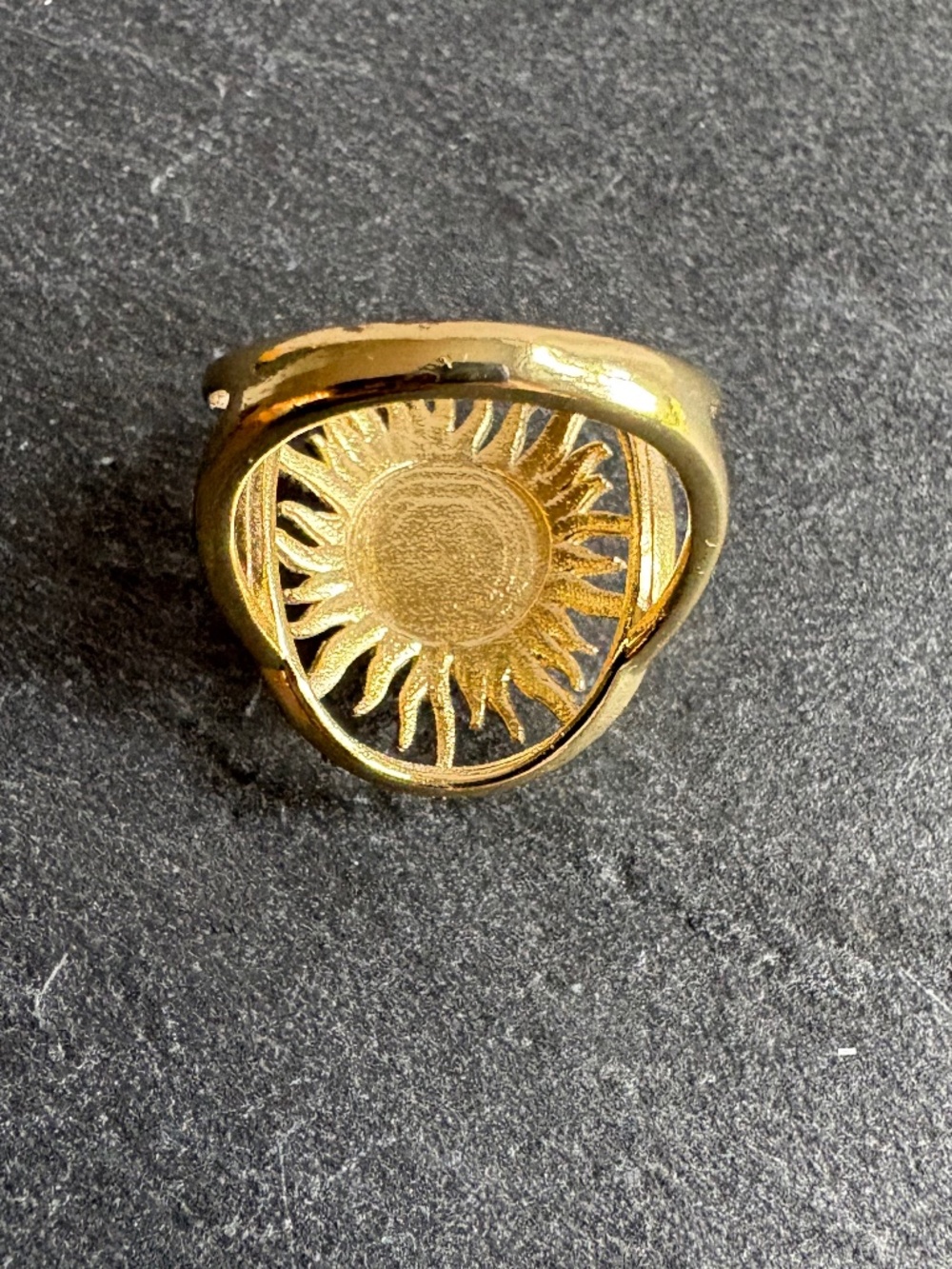 Vintage 80s Anne Klein Gold Celestial Sunburst Opalite-Glass Statement Ring - Picture 4 of 4